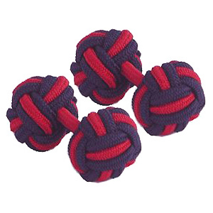 Navy Blue & Pink Silk Knot Cufflinks